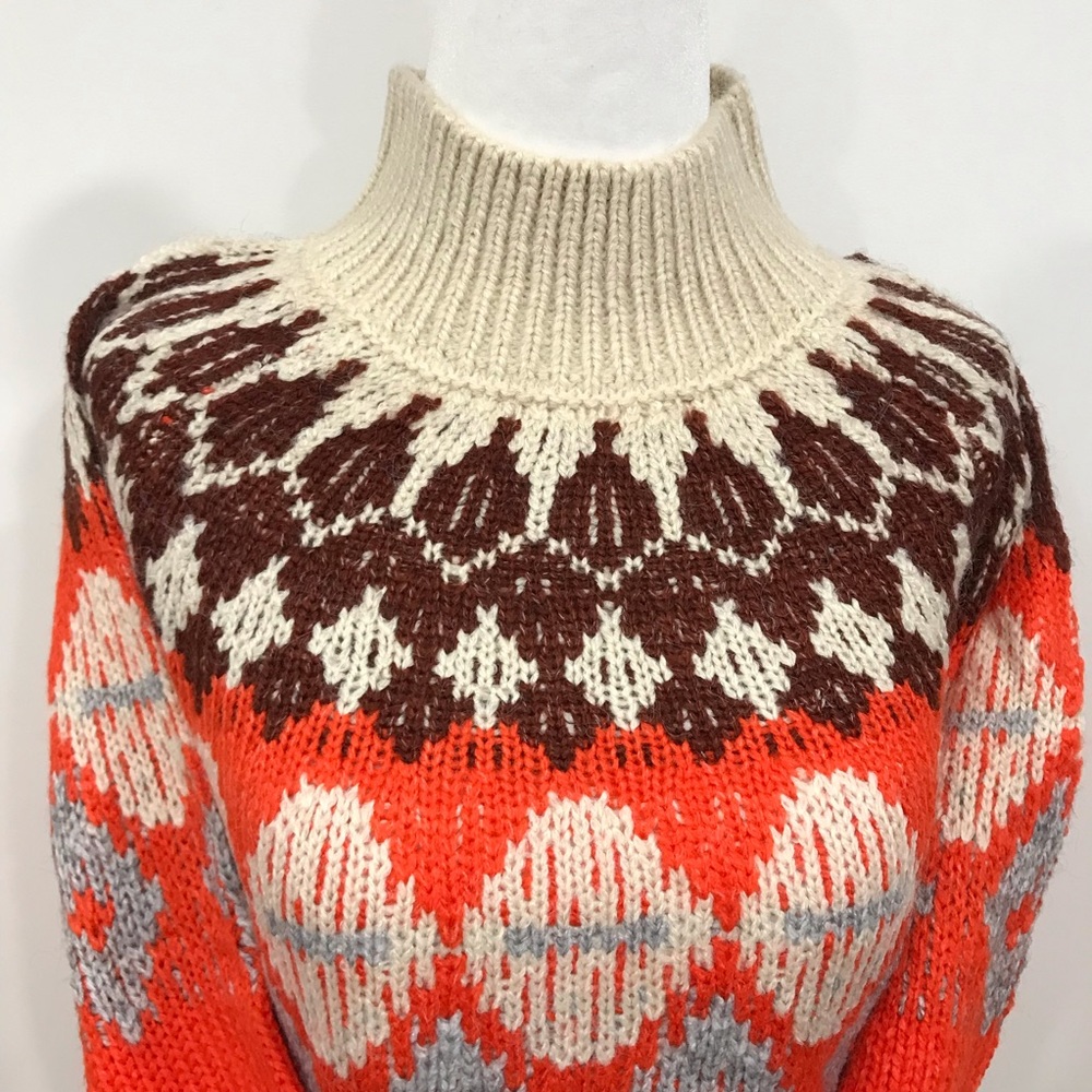 FAIR ISLE MOCK NECK SWEATER SMALL - Picture 6 of 11